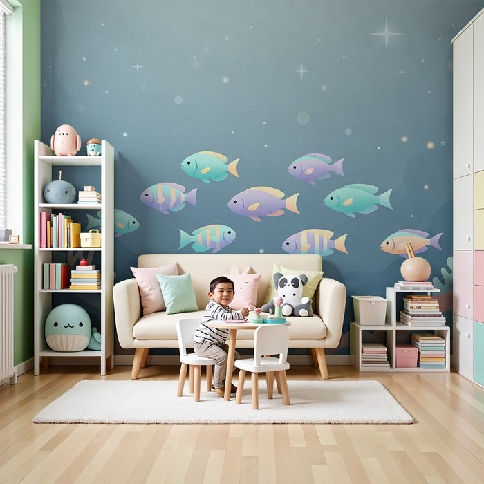 Papier peint chambre enfant | Poissons exotiques et coraux dans un décor sous-marin