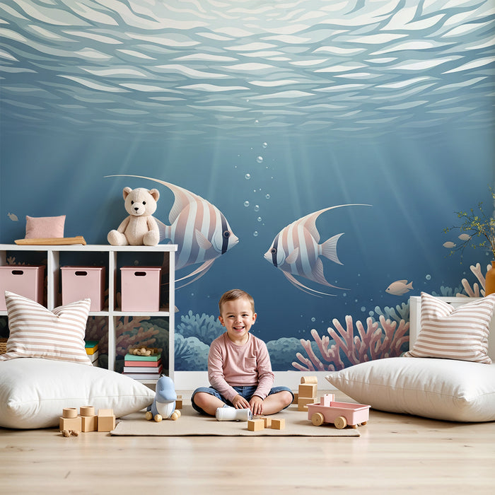 Kids' Room Wallpaper | Exotic Fish and Corals in a Tropical Underwater Scene
