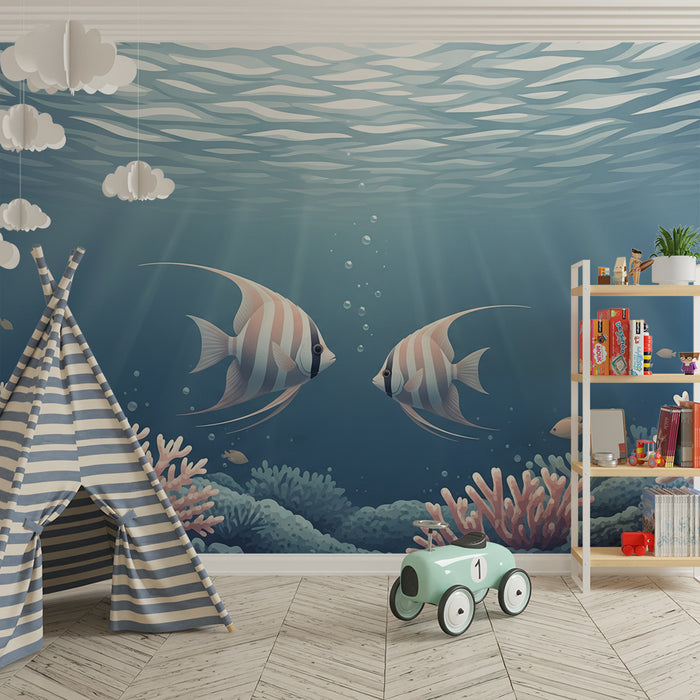 Kids' Room Wallpaper | Exotic Fish and Corals in a Tropical Underwater Scene