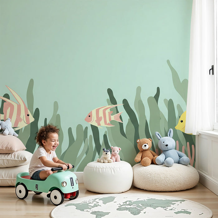 Children's bedroom wallpaper | Exotic fish swimming among the corals