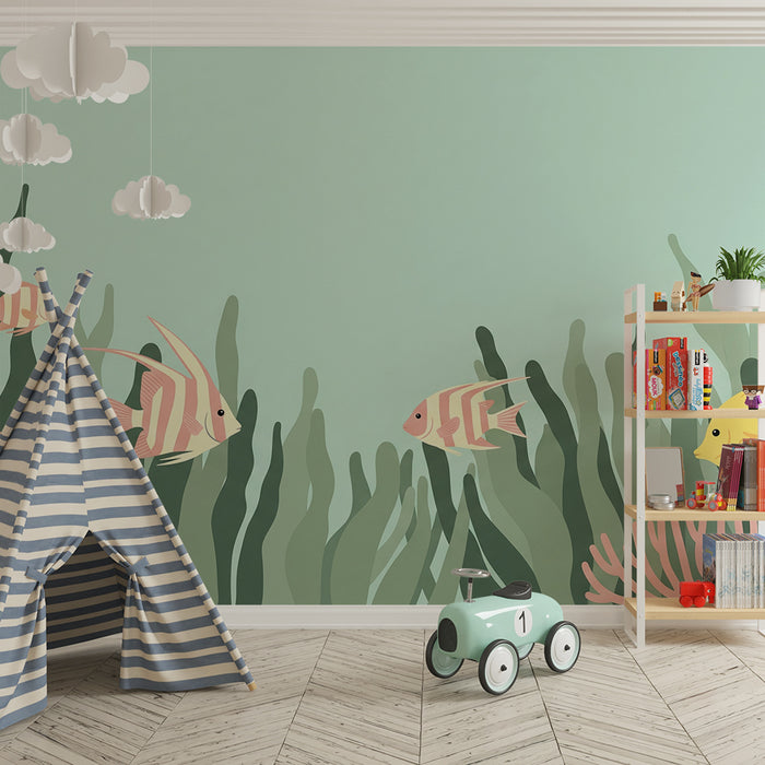 Children's bedroom wallpaper | Exotic fish swimming among the corals
