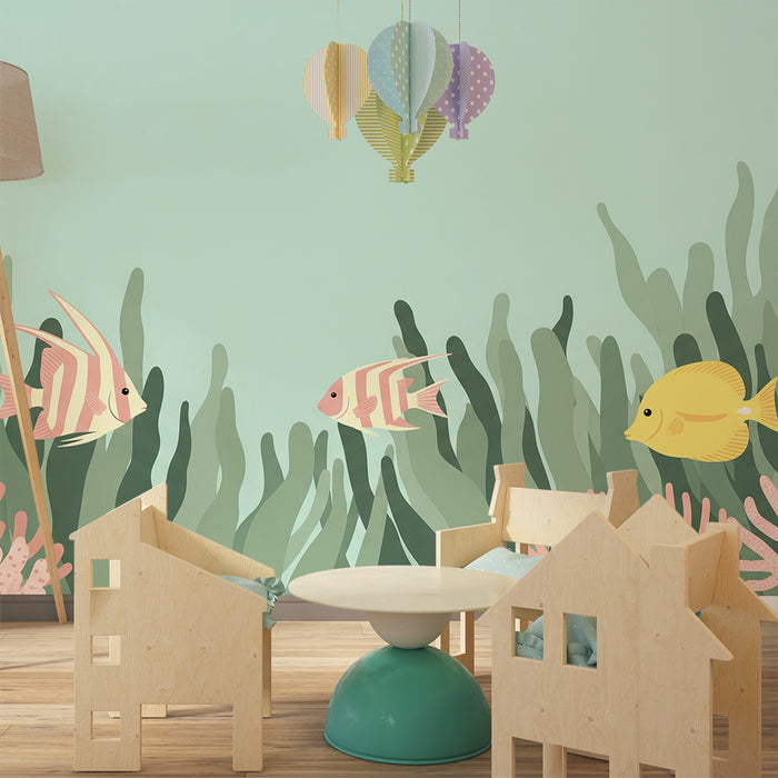 Children's bedroom wallpaper | Exotic fish swimming among the corals