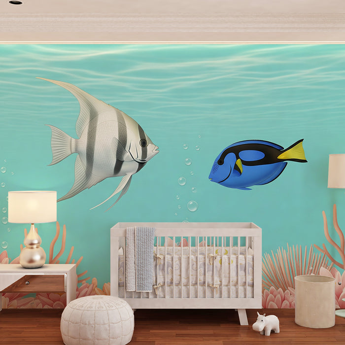 Tapete Kinderzimmer | Bunte tropische Fische und Unterwasserkorallen