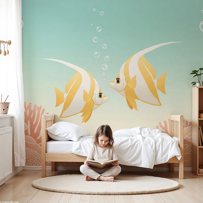 Kinderzimmer Tapete | Bunte Unterwasserwelt mit tropischen Fischen und Korallen