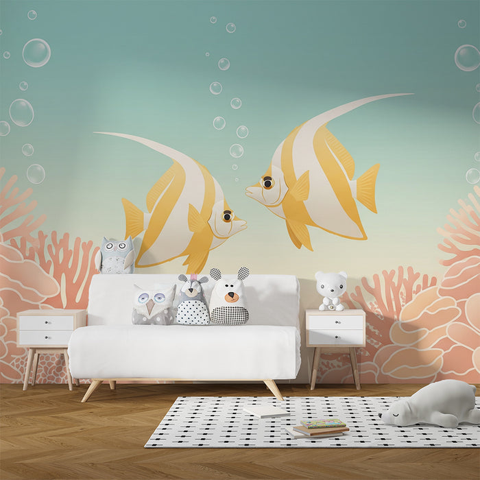 Kinderzimmer Tapete | Bunte Unterwasserwelt mit tropischen Fischen und Korallen