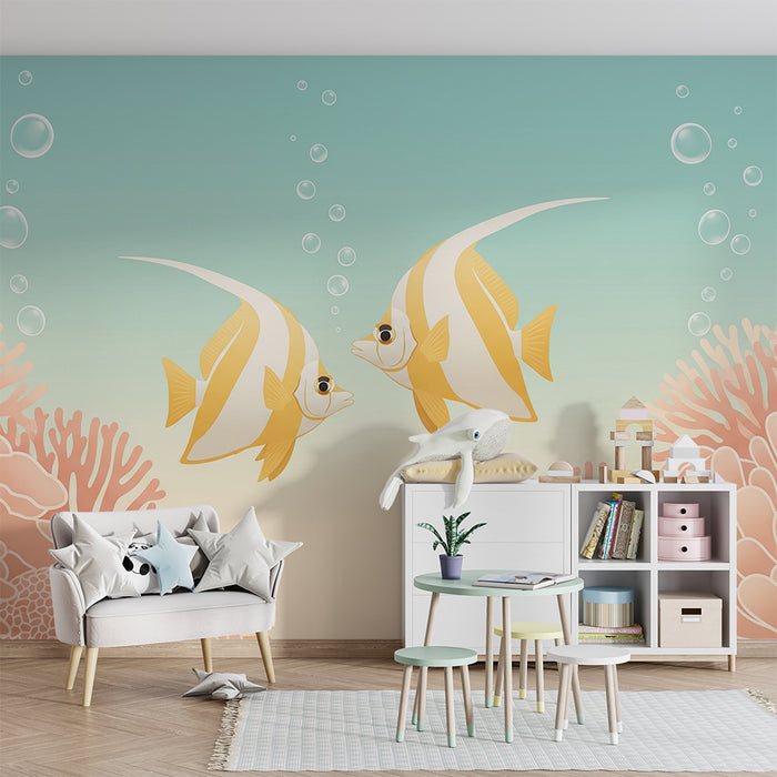 Kinderzimmer Tapete | Bunte Unterwasserwelt mit tropischen Fischen und Korallen