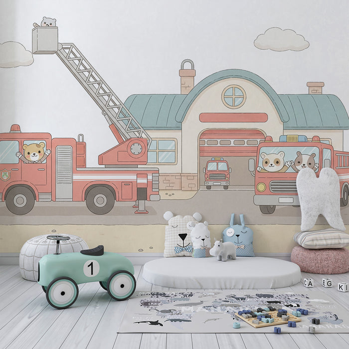 Detská izba tapeta | Hasiči a zvieratá v akcii
