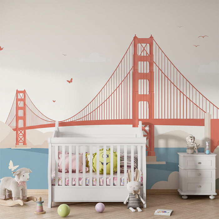Children's bedroom wallpaper | Iconic bridge and calming landscape