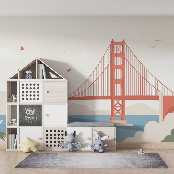 Children's bedroom wallpaper | Iconic bridge and calming landscape