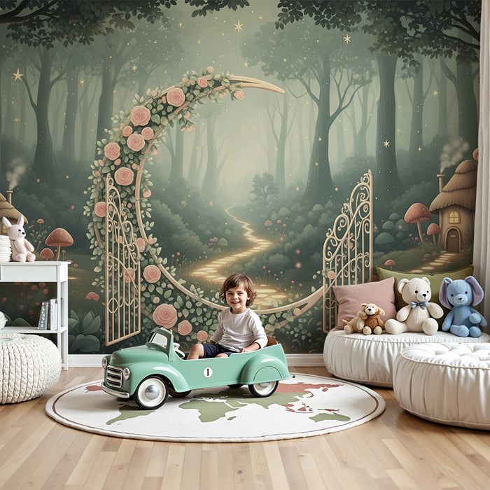 Kinderzimmer Tapete | Feenportal in einem verzauberten Wald
