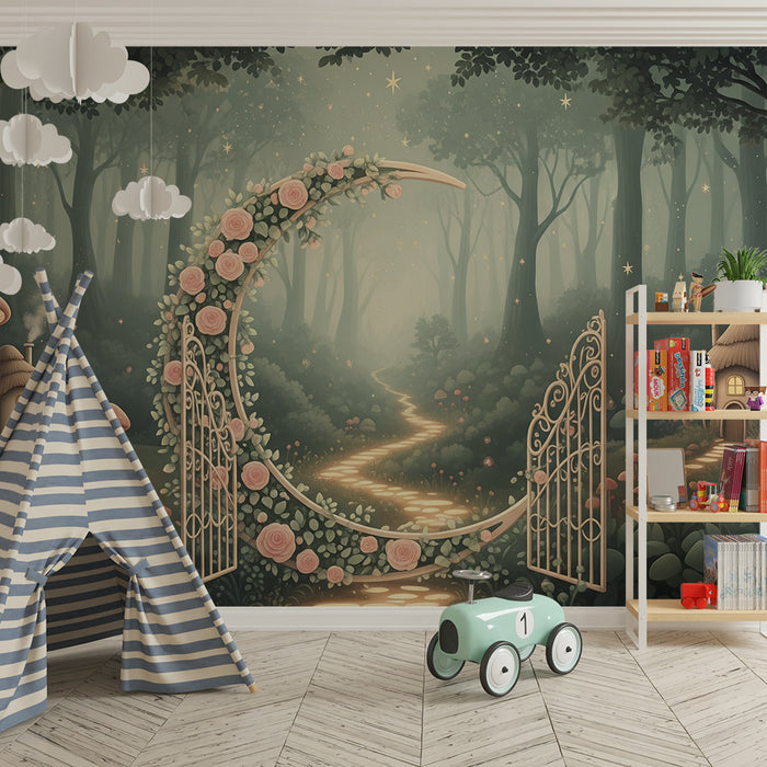 Kinderzimmer Tapete | Feenportal in einem verzauberten Wald