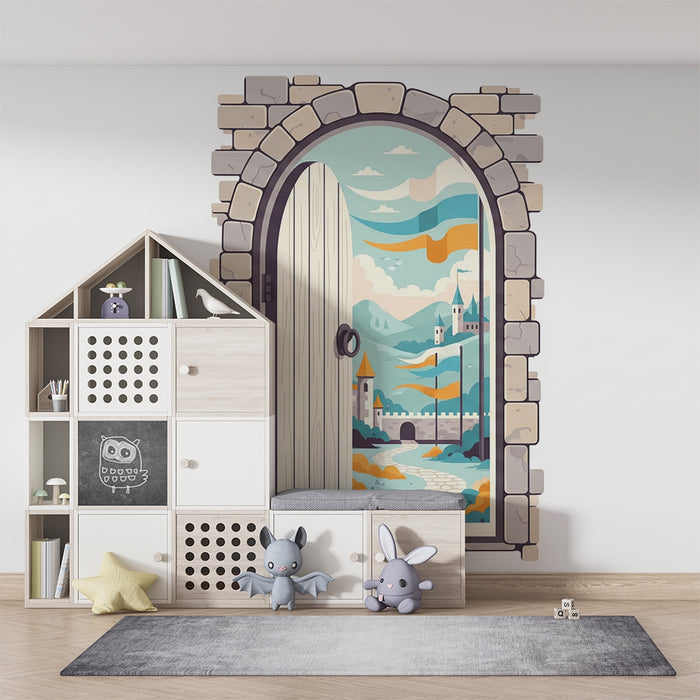 Papier peint chambre enfant | Porte magique vers un royaume féerique