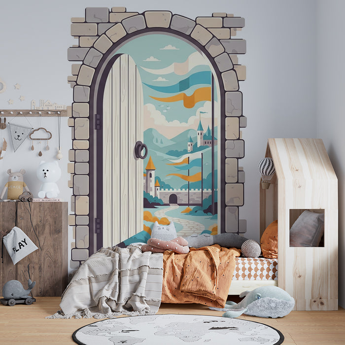 Papier peint chambre enfant | Porte magique vers un royaume féerique