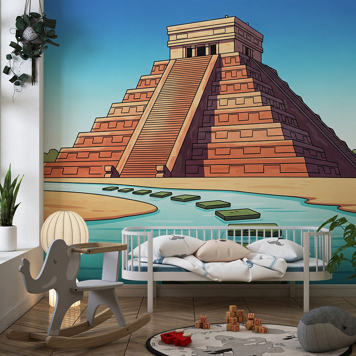 Barnrumspapper | Pyramid vid flodstrand