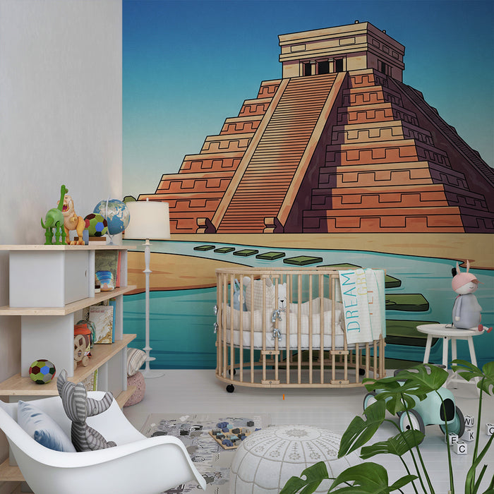 Barnrumspapper | Pyramid vid flodstrand