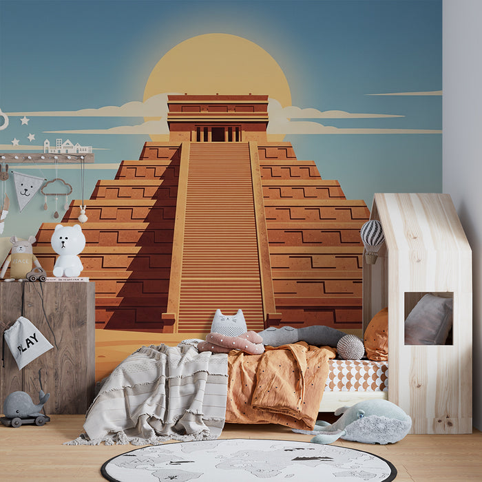 Lastenhuoneen tapetti | Mahtava pyramidi auringonlaskun aavikolla