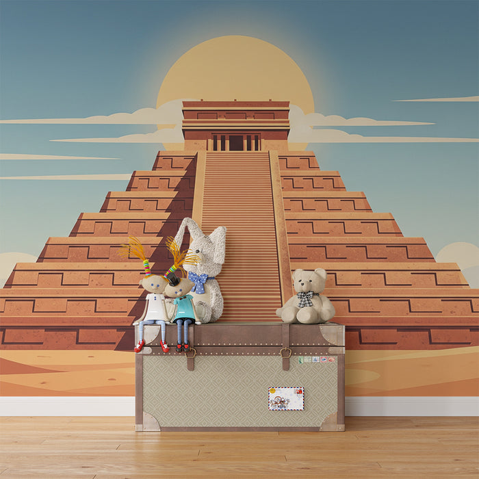 Lastenhuoneen tapetti | Mahtava pyramidi auringonlaskun aavikolla