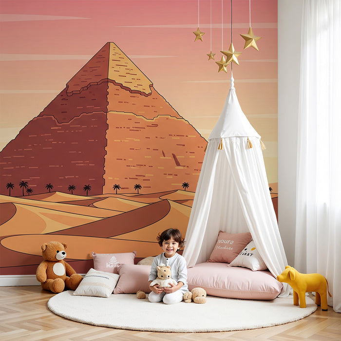 Lastenhuoneen tapetti | Auringonlaskun pyramidi autiomaassa