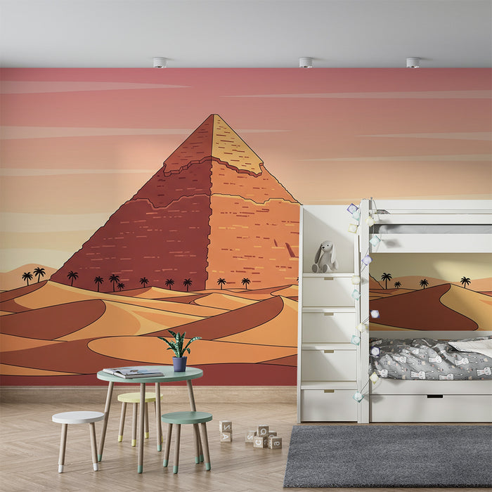 Lastenhuoneen tapetti | Auringonlaskun pyramidi autiomaassa