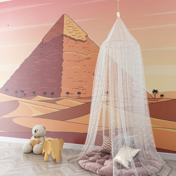 Lastenhuoneen tapetti | Auringonlaskun pyramidi autiomaassa