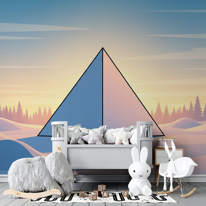 Barnrumspapper | Mysterisk pyramid i ett snölandskap