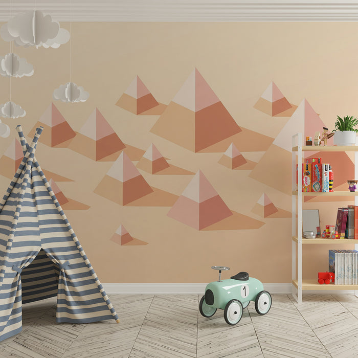 Papier peint chambre enfant | Pyramides géométriques dans des tons doux