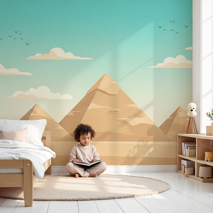 **Barnetapet til barnerommet | Majestetiske pyramider under en asurblå himmel**