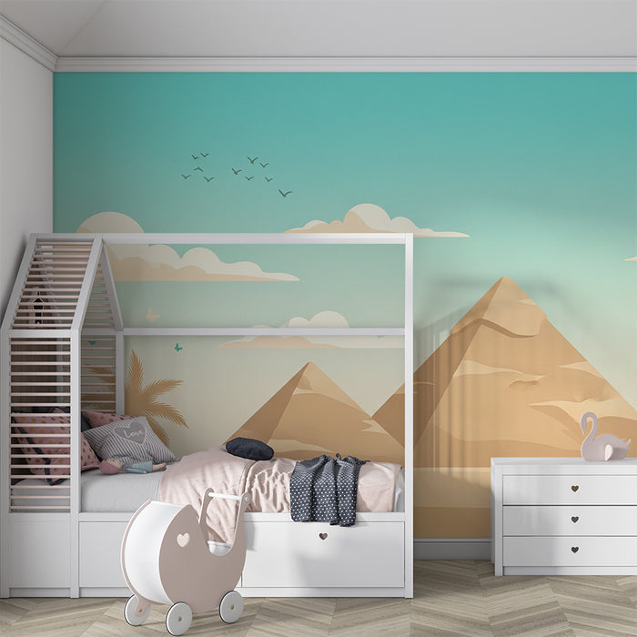 **Barnetapet til barnerommet | Majestetiske pyramider under en asurblå himmel**