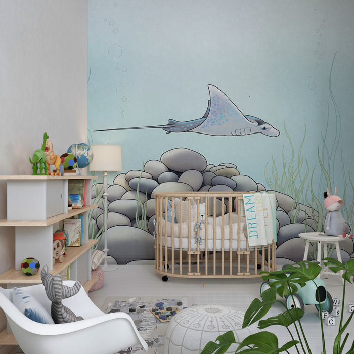 Papier peint chambre enfant | Raie majestueuse sous-marine