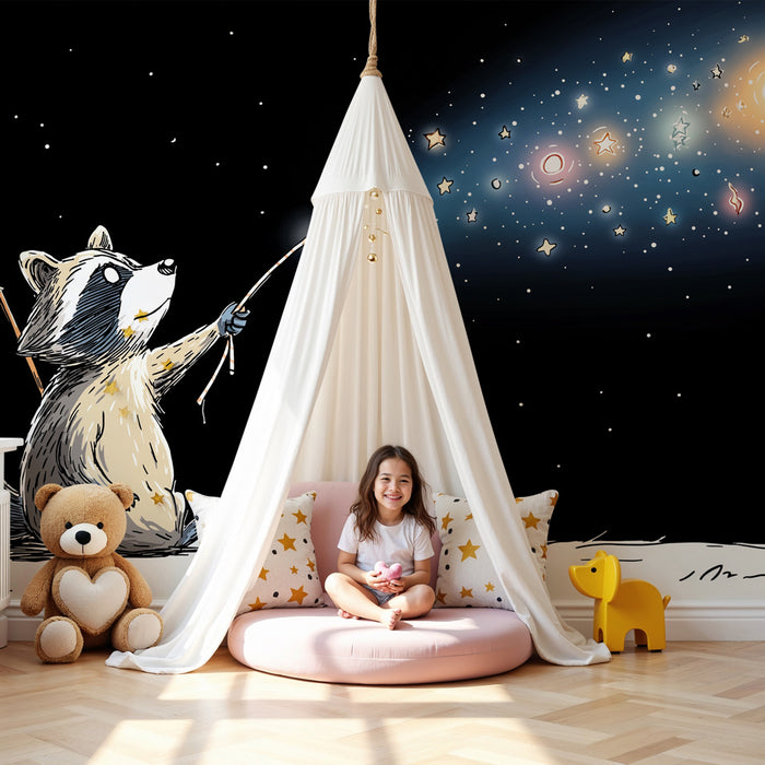 Barntapet | Tvättbjörn astronaut under stjärnorna