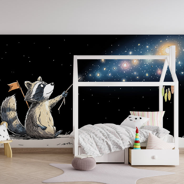 Barntapet | Tvättbjörn astronaut under stjärnorna