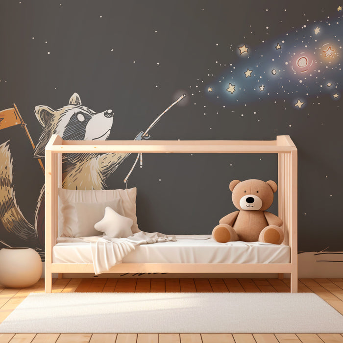 Barntapet | Tvättbjörn astronaut under stjärnorna