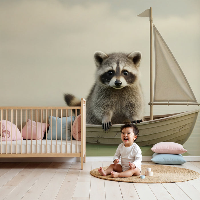 Barntapet | Äventyrlig tvättbjörn på vattnet