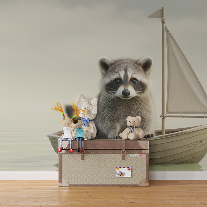 Barntapet | Äventyrlig tvättbjörn på vattnet