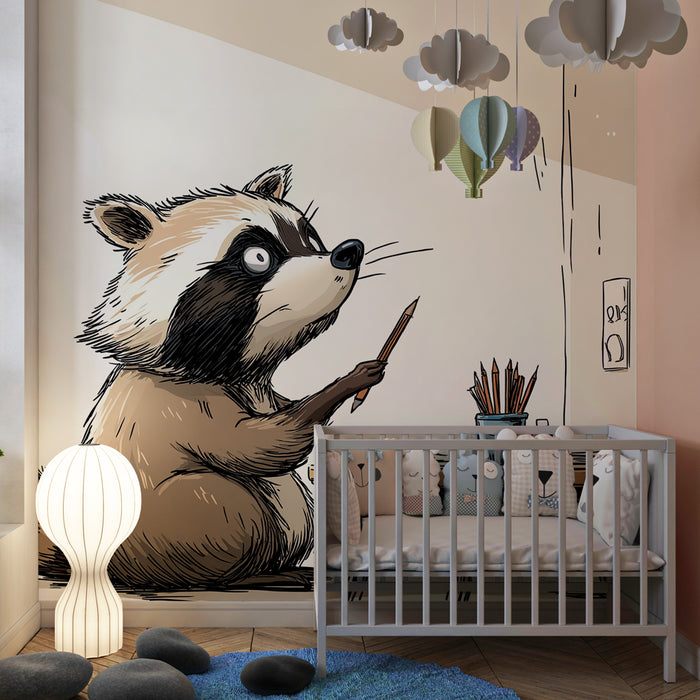 Tapet barnerom | Vaskebjørn i klasserommet