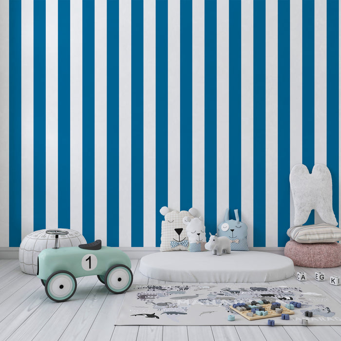 Papier peint chambre enfant | Rayures bleu marine élégantes