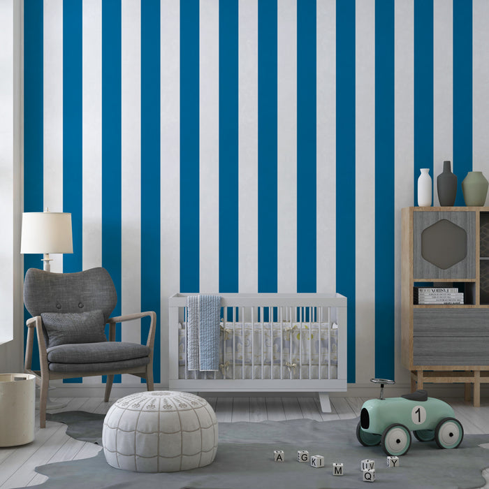 Papier peint chambre enfant | Rayures bleu marine élégantes