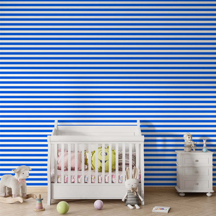 Papel de parede criança | Listras azuis e brancas modernas