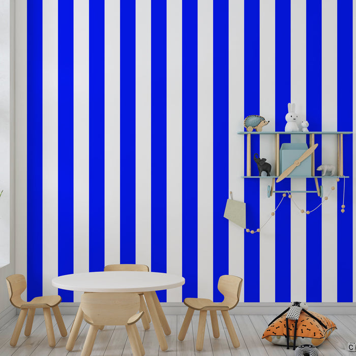 Papier peint chambre enfant | Rayures bleues vives