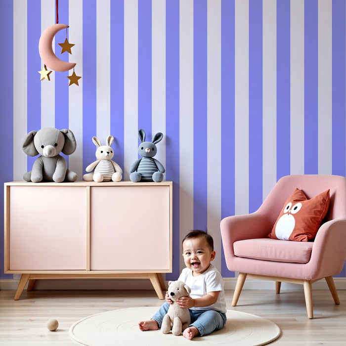Papier peint chambre enfant | Rayures douces en violet