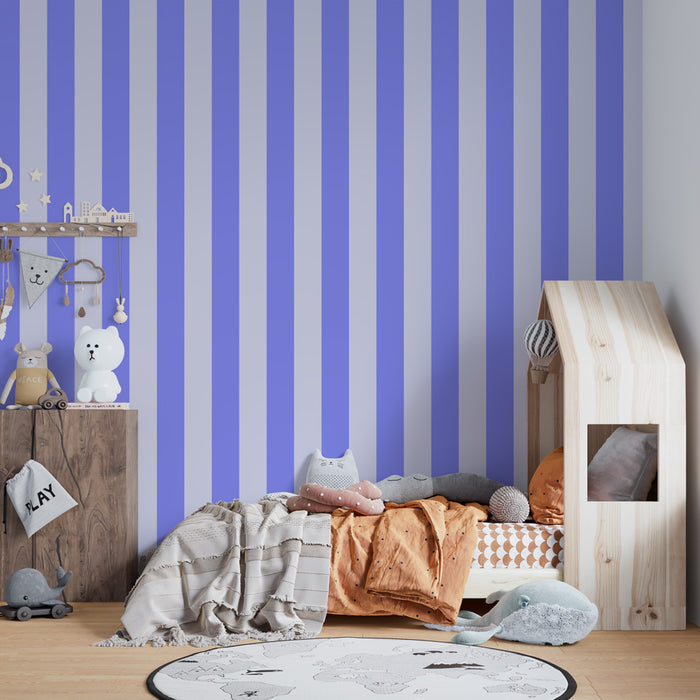 Papier peint chambre enfant | Rayures douces en violet