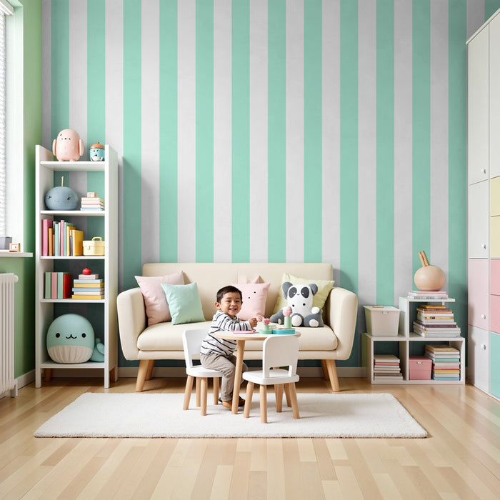 Papier peint chambre enfant | Rayures douces et modernes