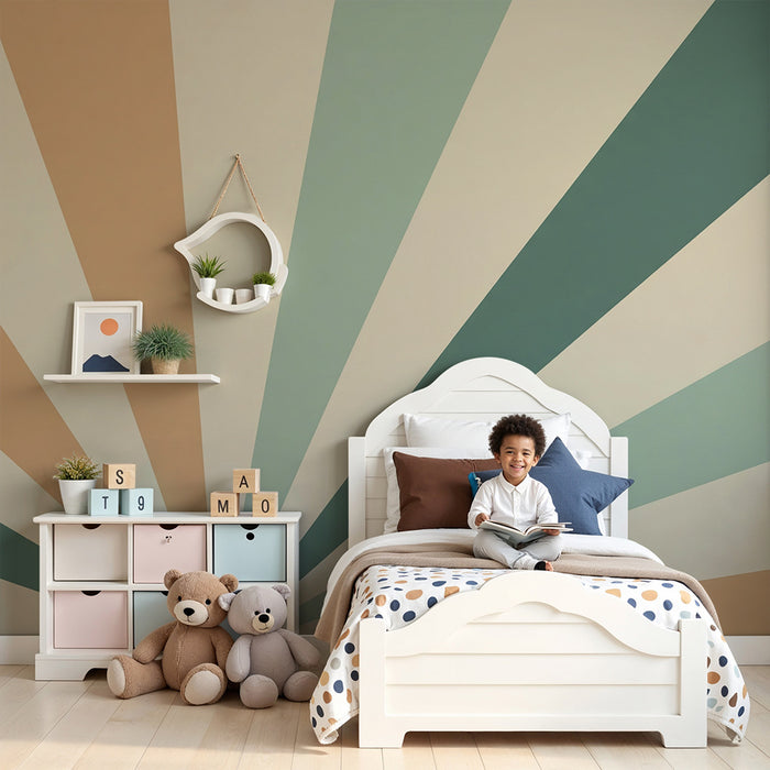 Kinderkamer behang | Geometrische strepen in zachte tinten