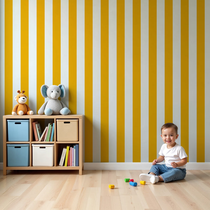 Papier peint chambre enfant | Rayures jaunes vives