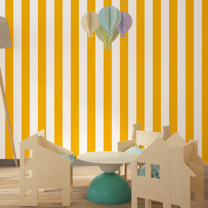 Papier peint chambre enfant | Rayures jaunes vives
