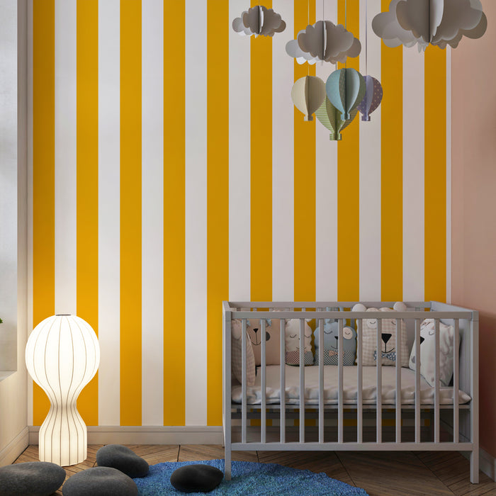 Papier peint chambre enfant | Rayures jaunes vives