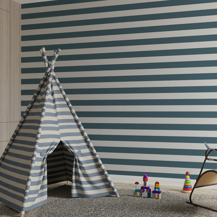Papier peint chambre enfant | Rayures modernes en bleu et blanc