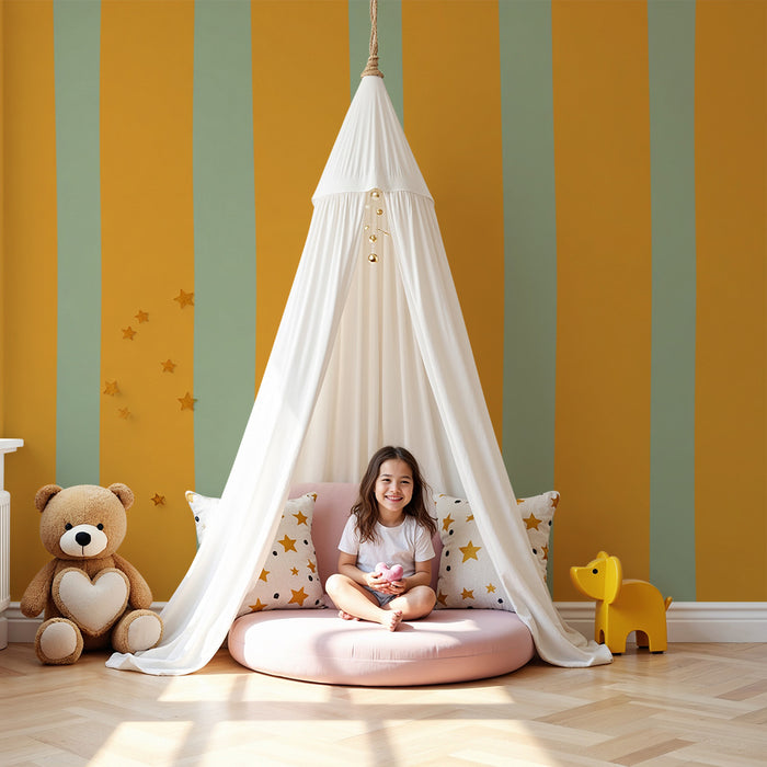 Papier peint chambre enfant | Rayures modernes en orange et vert d'eau