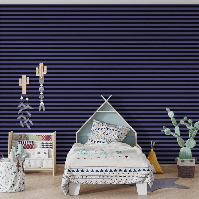 Papier peint chambre enfant | Rayures modernes en violet et noir
