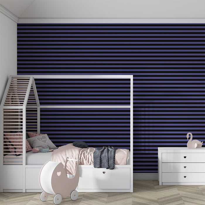 Papier peint chambre enfant | Rayures modernes en violet et noir